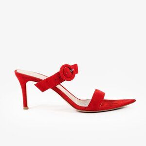 Gianvito Rossi Red Chamois Suede Heel Sandals